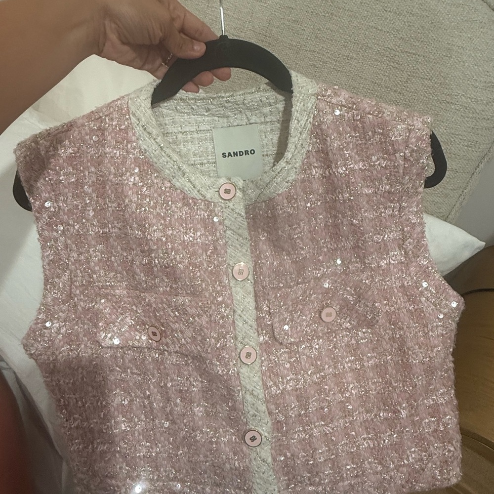 Sandro Textured PinkCream Jacket - Picture 4 of 9